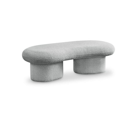 Meridian Furniture Luka Grey Boucle Fabric Bench