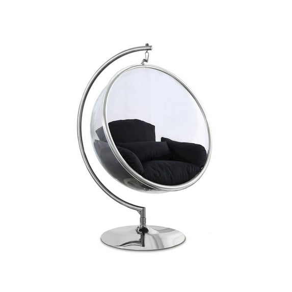 Meridian Furniture Luna Fabric Acrylic Swing Bubble Accent Chair in Black