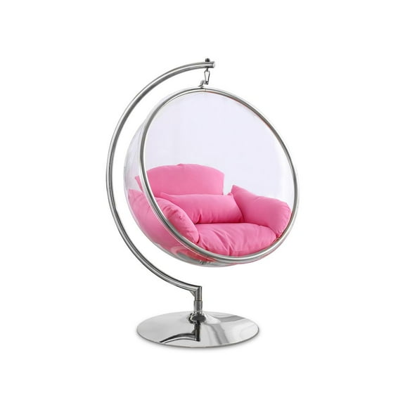 Meridian Furniture Luna Fabric Acrylic Swing Bubble Accent Chair in Pink