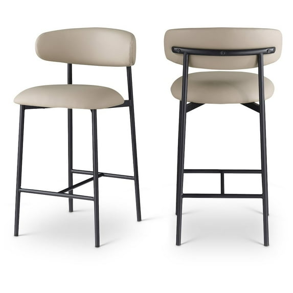 Meridian Furniture Lupita Taupe Vegan Leather Counter Stool (Set of 2)