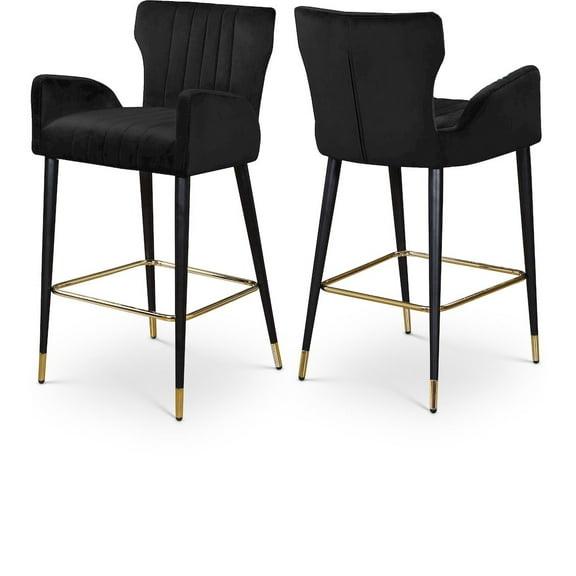 Meridian Furniture Luxe 28"H Velvet Counter Stool in Black (Set of 2)