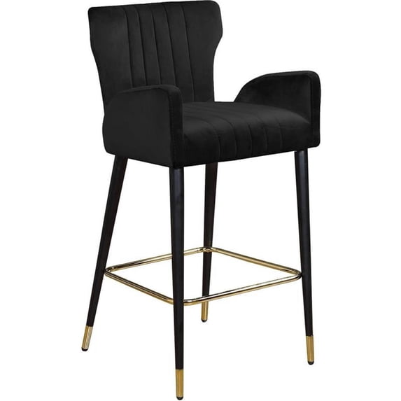 Meridian Furniture Luxe 28"H Velvet Counter Stool in Black (Set of 2)