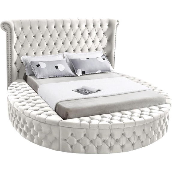 Meridian Furniture Luxus Cream Velvet Full Bed