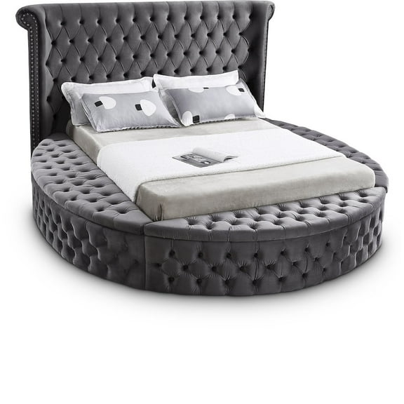 Meridian Furniture Luxus Gray Velvet Full Bed