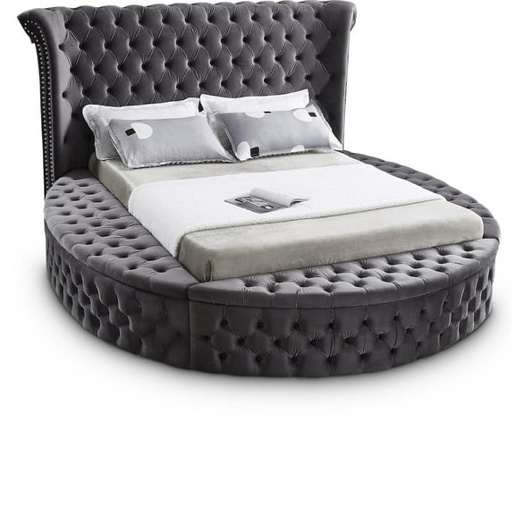 Meridian Furniture Luxus Gray Velvet Queen Bed