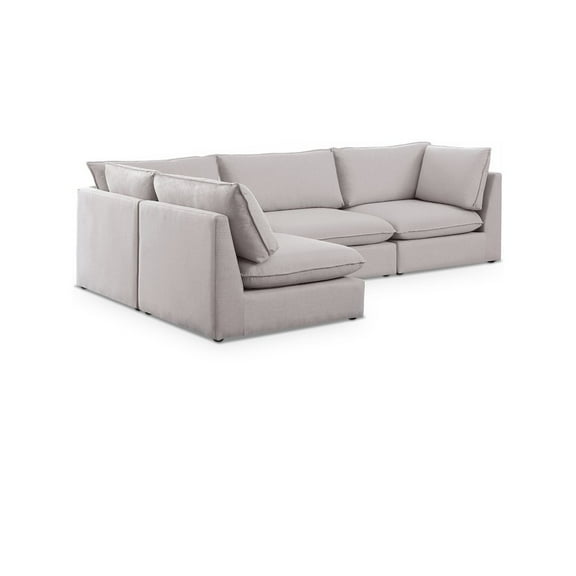 Meridian Furniture Mackenzie Beige Durable Linen Textured Modular Sectional