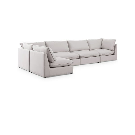 Meridian Furniture Mackenzie Beige Durable Linen Textured Modular Sectional