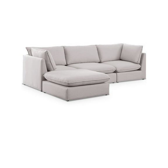 Meridian Furniture Mackenzie Beige Durable Linen Textured Modular Sectional