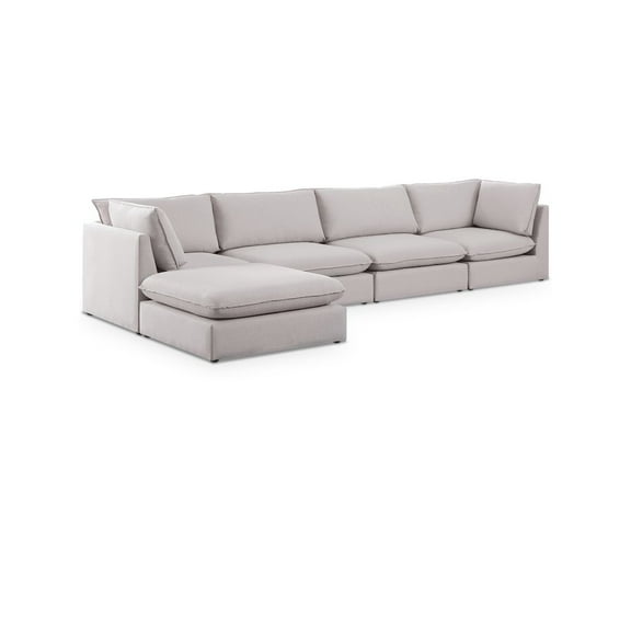 Meridian Furniture Mackenzie Beige Durable Linen Textured Modular Sectional