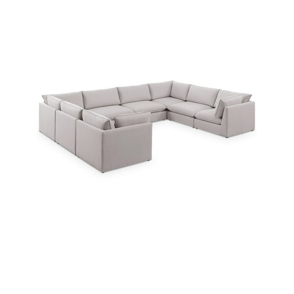 Meridian Furniture Mackenzie Beige Durable Linen Textured Modular Sectional