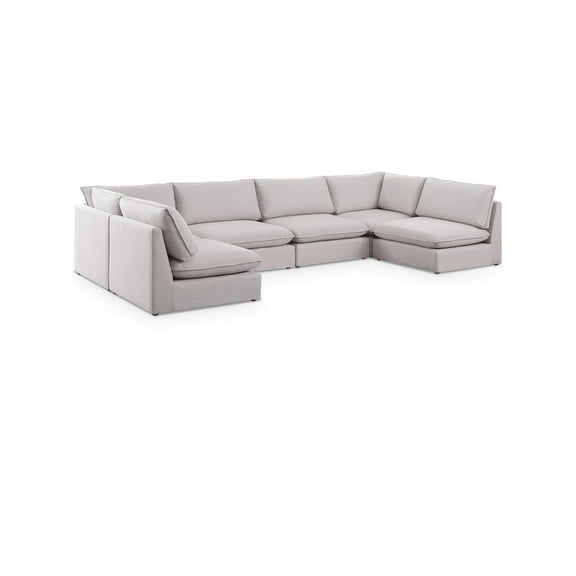 Meridian Furniture Mackenzie Beige Durable Linen Textured Modular Sectional