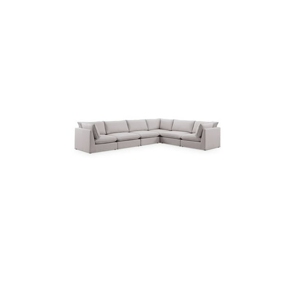 Meridian Furniture Mackenzie Beige Durable Linen Textured Modular Sectional