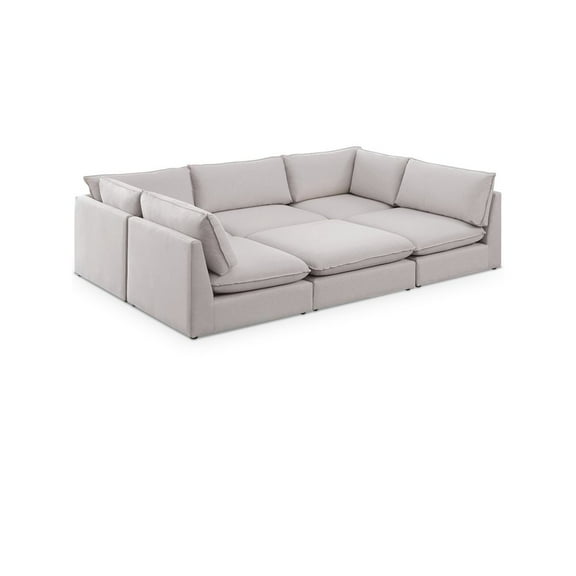 Meridian Furniture Mackenzie Beige Durable Linen Textured Modular Sectional