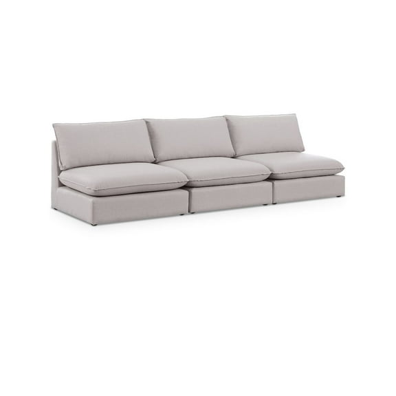 Meridian Furniture Mackenzie Beige Durable Linen Textured Modular Sofa