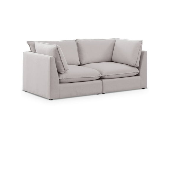 Meridian Furniture Mackenzie Beige Durable Linen Textured Modular Sofa