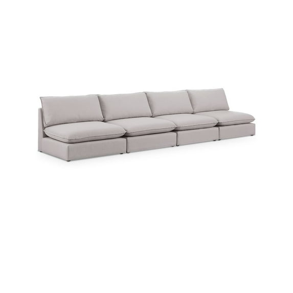 Meridian Furniture Mackenzie Beige Durable Linen Textured Modular Sofa