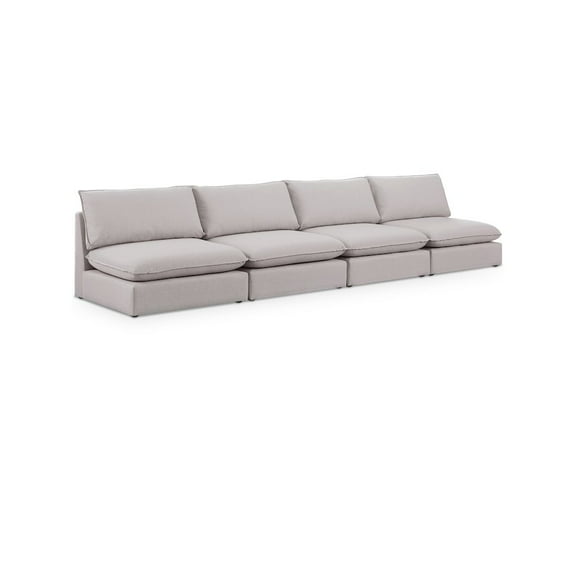 Meridian Furniture Mackenzie Beige Durable Linen Textured Modular Sofa