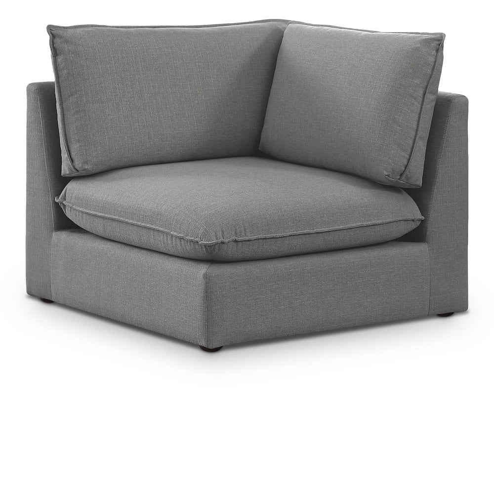 Espresso Finish Contemporary 40" Grey Linen Corner Chair