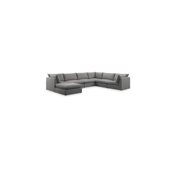 Meridian Furniture Mackenzie Grey Durable Linen Textured Modular Sectional