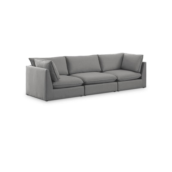 Meridian Furniture Mackenzie Grey Durable Linen Textured Modular Sofa