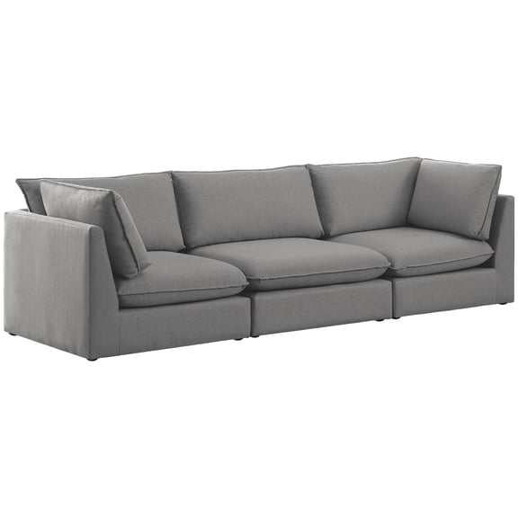 Meridian Furniture Mackenzie Grey Durable Linen Textured Modular Sofa