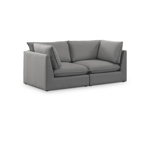 Meridian Furniture Mackenzie Grey Durable Linen Textured Modular Sofa
