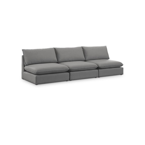 Meridian Furniture Mackenzie Grey Durable Linen Textured Modular Sofa
