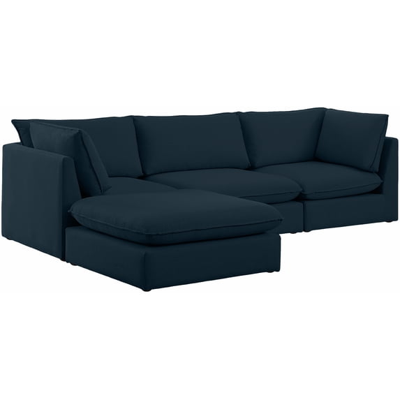 Meridian Furniture Mackenzie Navy Durable Linen Textured Modular Sectional
