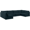 thumbnail image 1 of Meridian Furniture Mackenzie Navy Durable Linen Textured Modular Sectional, 1 of 8