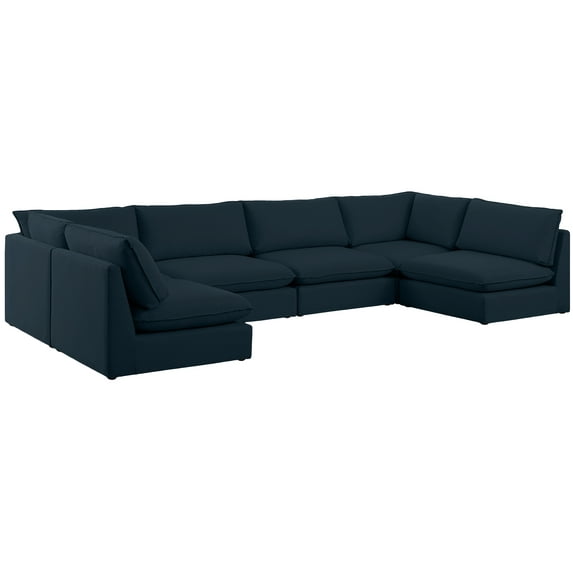 Meridian Furniture Mackenzie Navy Durable Linen Textured Modular Sectional
