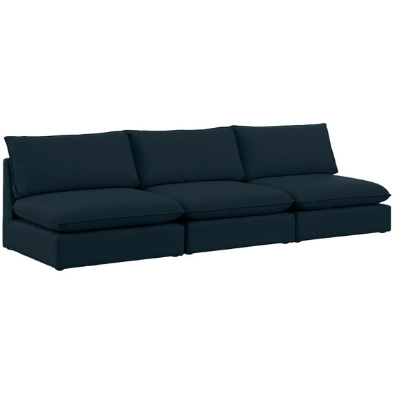 Meridian Furniture Mackenzie Navy Durable Linen Textured Modular Sofa