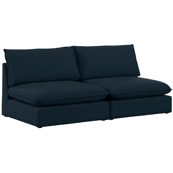Meridian Furniture Mackenzie Navy Durable Linen Textured Modular Sofa