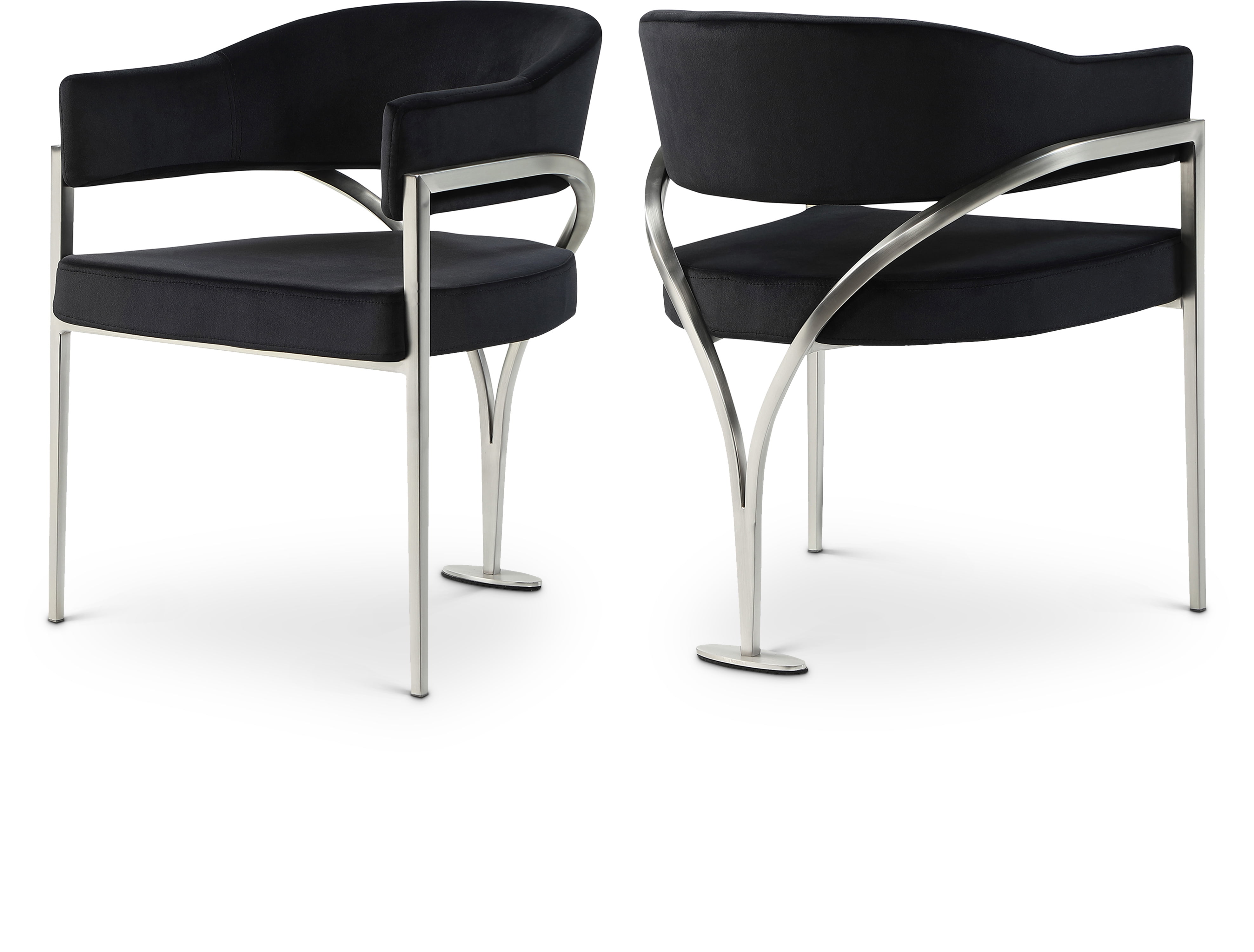 Madelyn Black Velvet Upholstered Arm Chair with Metal Frame