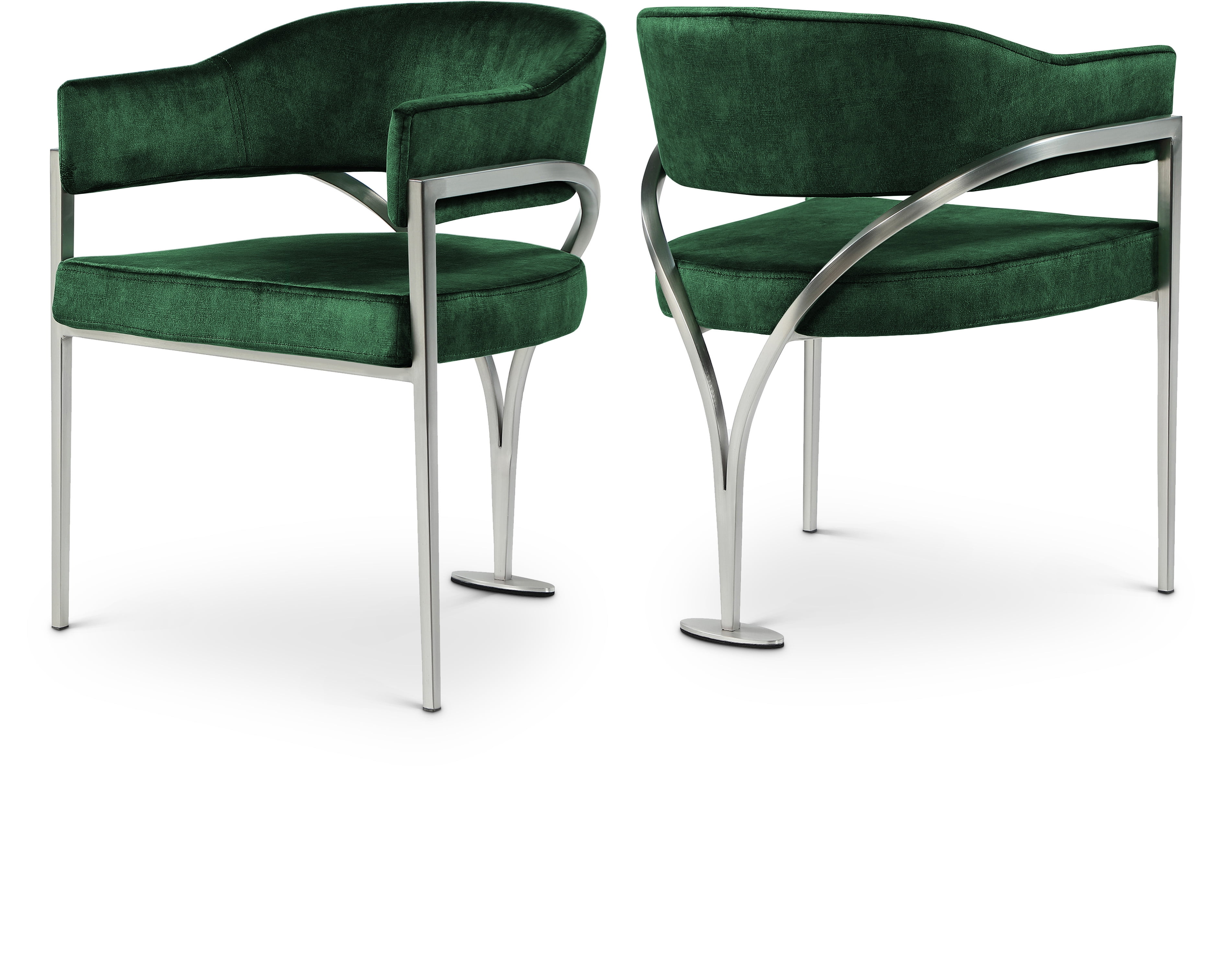 Contemporary Green Velvet Upholstered Dining Chair with Metal Frame