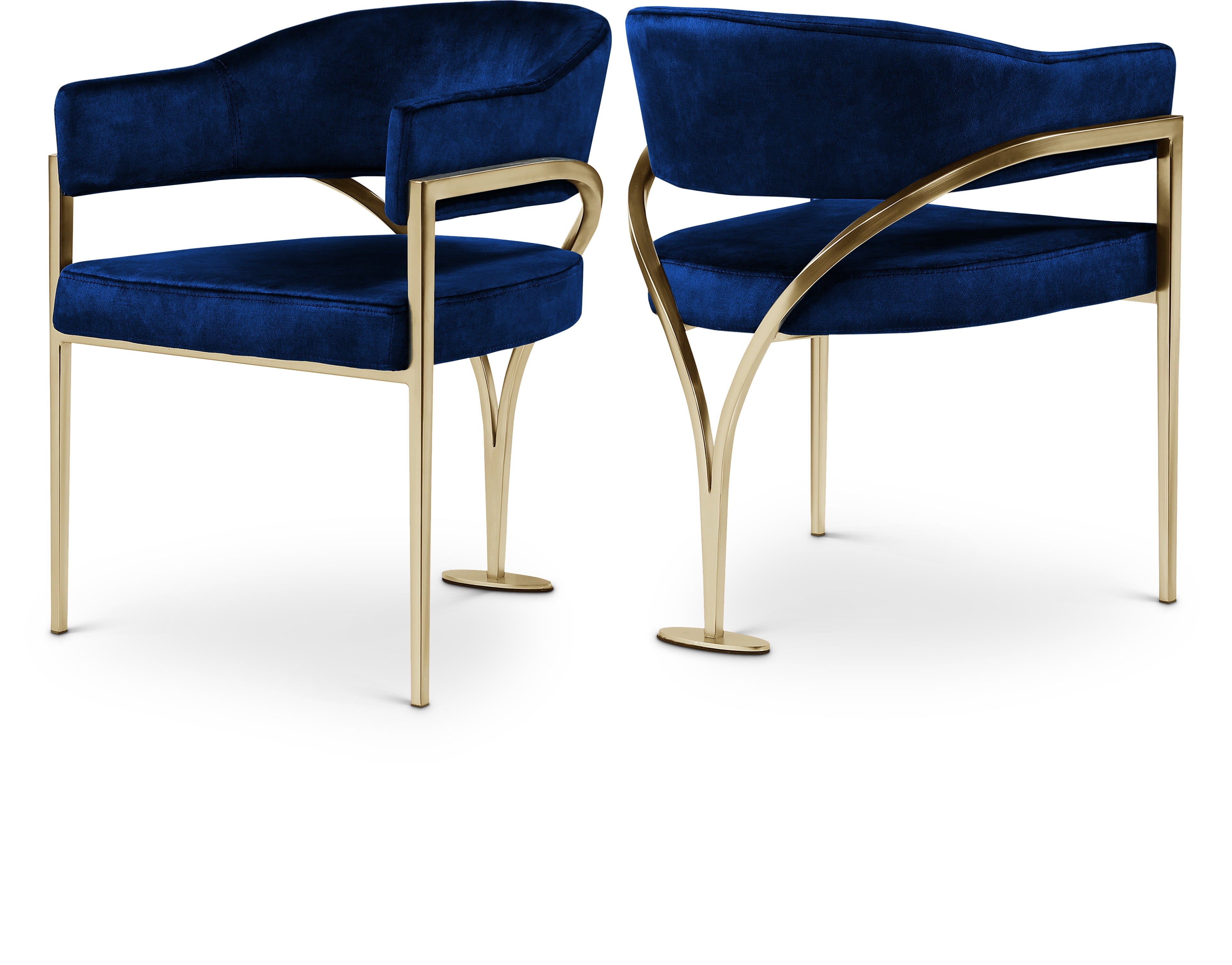 Madelyn Navy Velvet Upholstered Barrel-Back Dining Chair, Set of 2