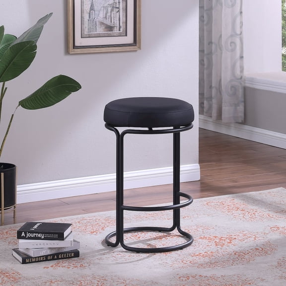 Meridian Furniture Madison Black Vegan Leather Counter Stool, Set of 2