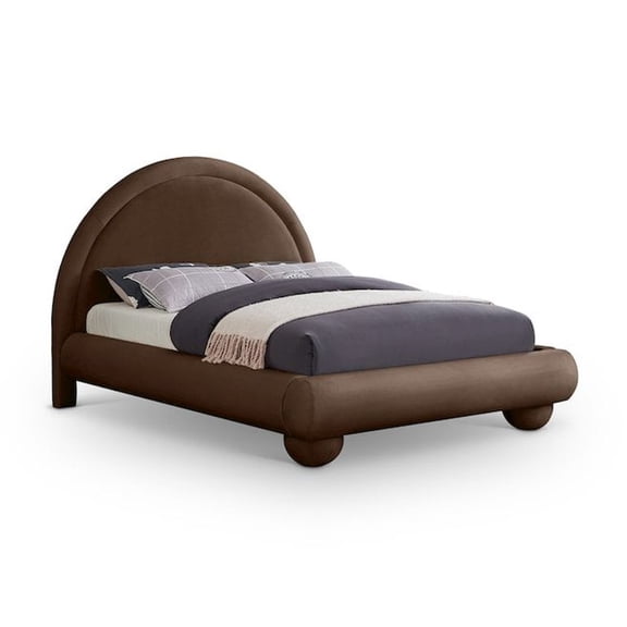 Meridian Furniture Madrid Brown Velvet Queen Bed
