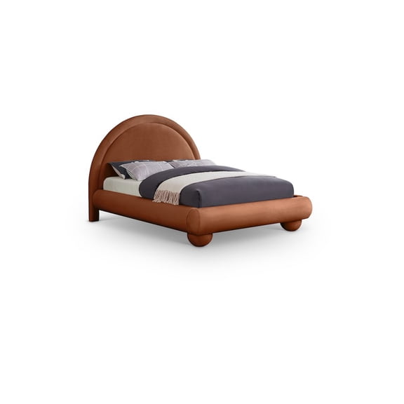 Meridian Furniture Madrid Cognac Velvet Full Bed