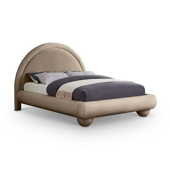 Meridian Furniture Madrid Taupe Velvet Queen Bed
