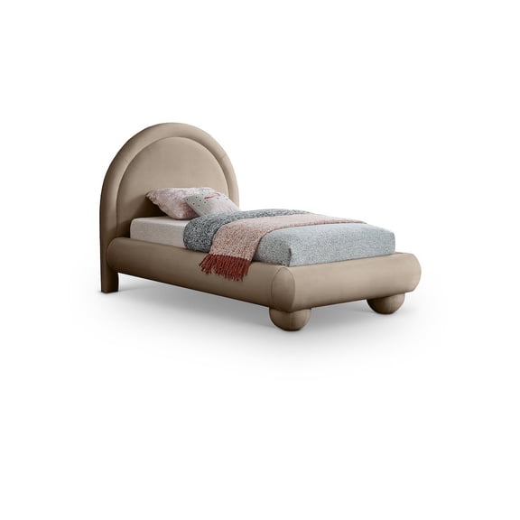 Meridian Furniture Madrid Taupe Velvet Twin Bed
