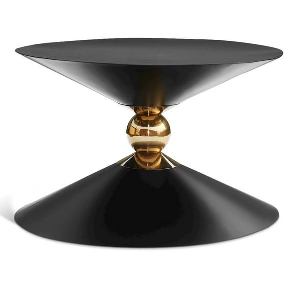 Meridian Furniture Malia Black and Gold Metal Hourglass Shaped Coffee Table
