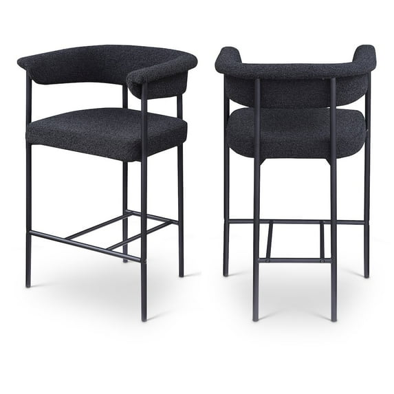 Meridian Furniture Malin Black Boucle Fabric Counter Stool (Set of 2)