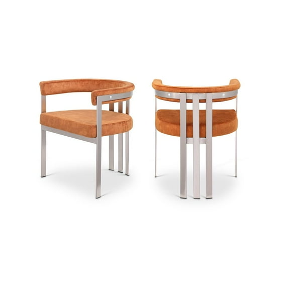 Meridian Furniture Marcello Cognac Velvet Dining Chair (Set of 2)