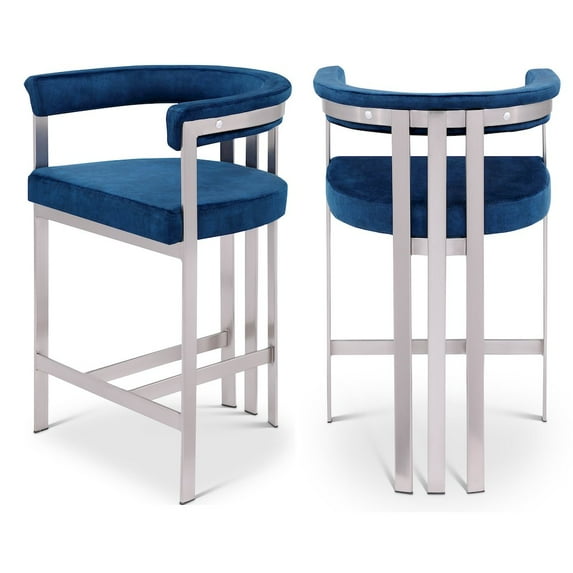 Meridian Furniture Marcello Navy Velvet Counter Stool (Set of 2)