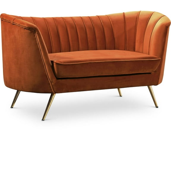 Meridian Furniture Margo Cognac Velvet Loveseat
