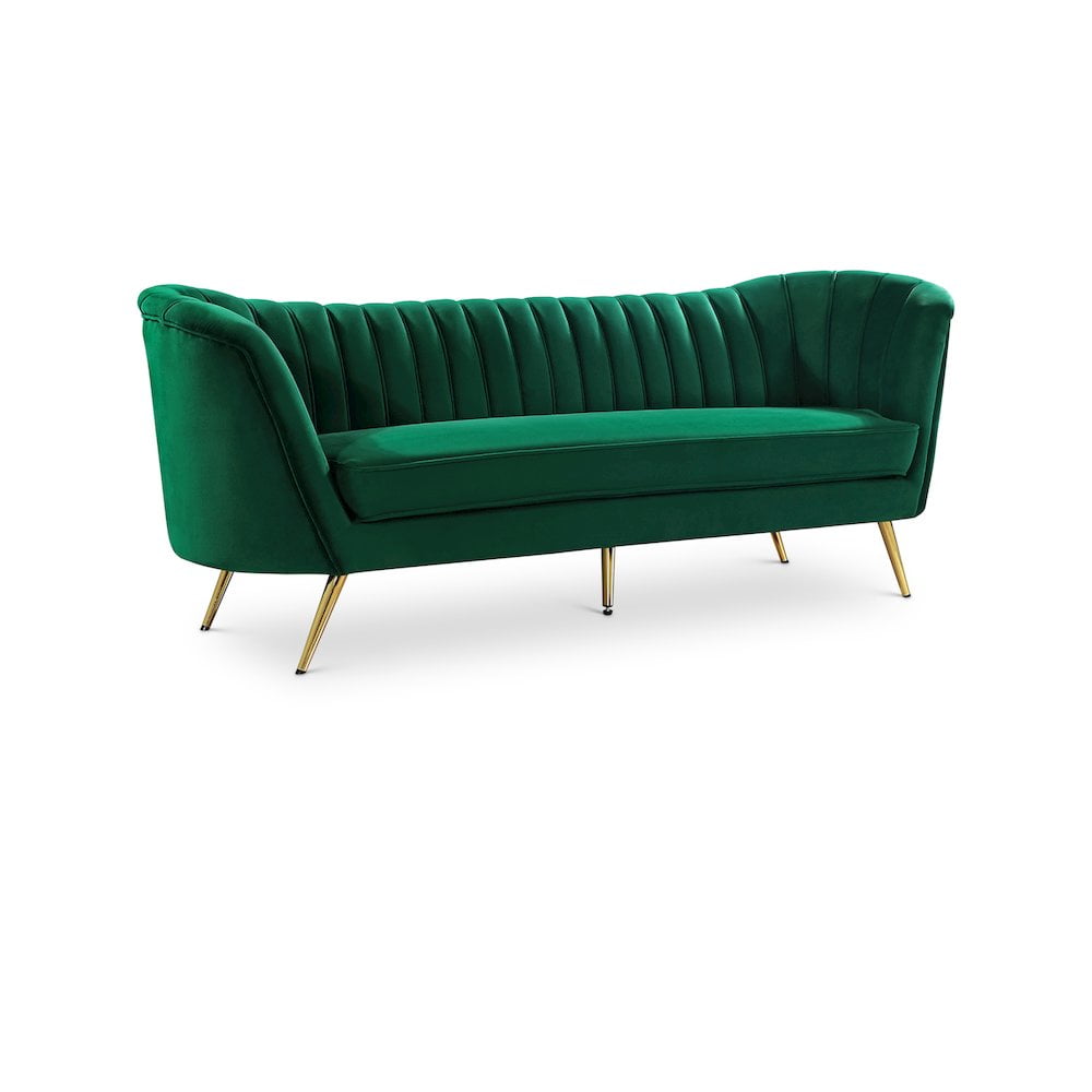 Elegant Black Velvet Tufted Sofa with Solid Wood Frame