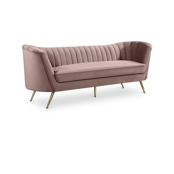 Meridian Furniture Margo Pink Velvet Sofa