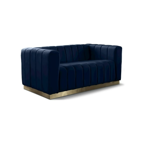 Meridian Furniture Marlon Navy Velvet Loveseat