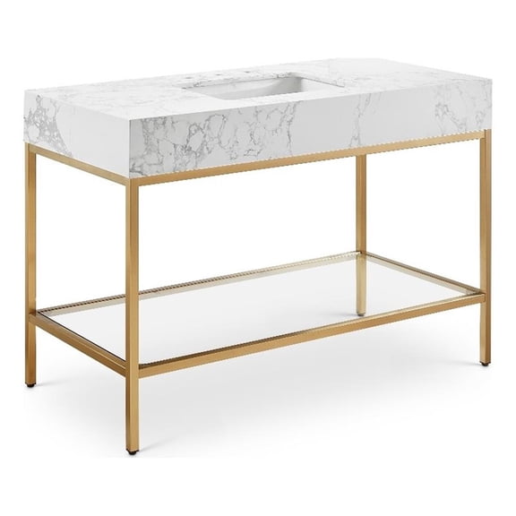 Meridian Furniture Marmo White Engineered Stone Bathroom Vanity