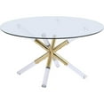 thumbnail image 1 of Meridian Furniture Mercury Acrylic and Gold Metal Glass Top Coffee Table, 1 of 4